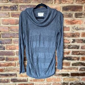 Debbie Morgan Gray Striped Cowl Turtleneck Pullover Sweater Women's Size Medium